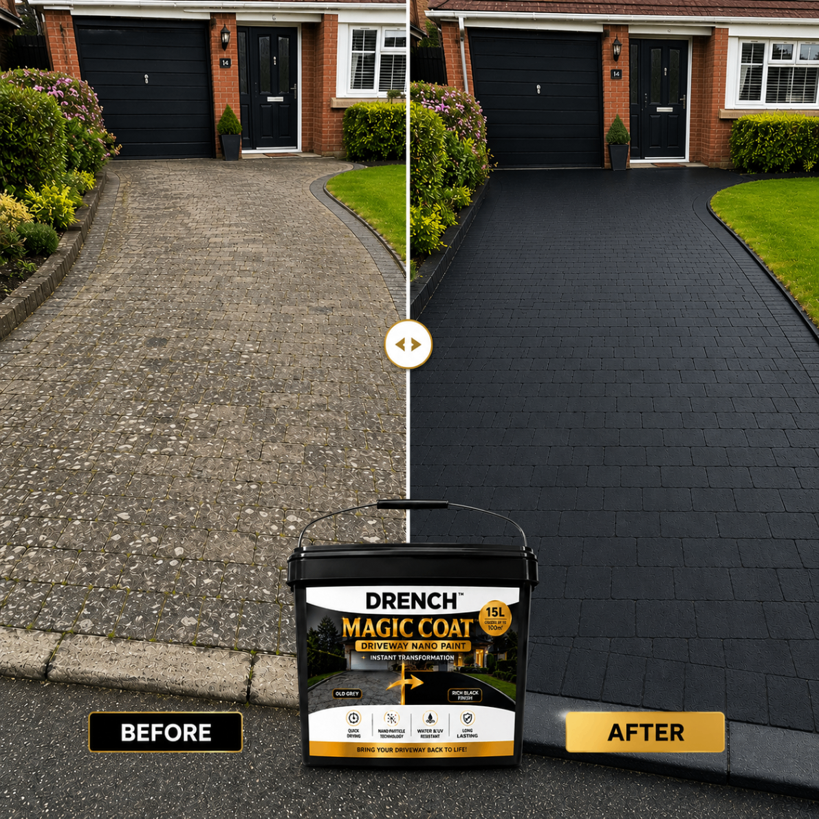 Driveway before and after Magic Coat application